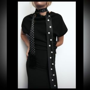 Zara Polka Dot Fringe Scarf